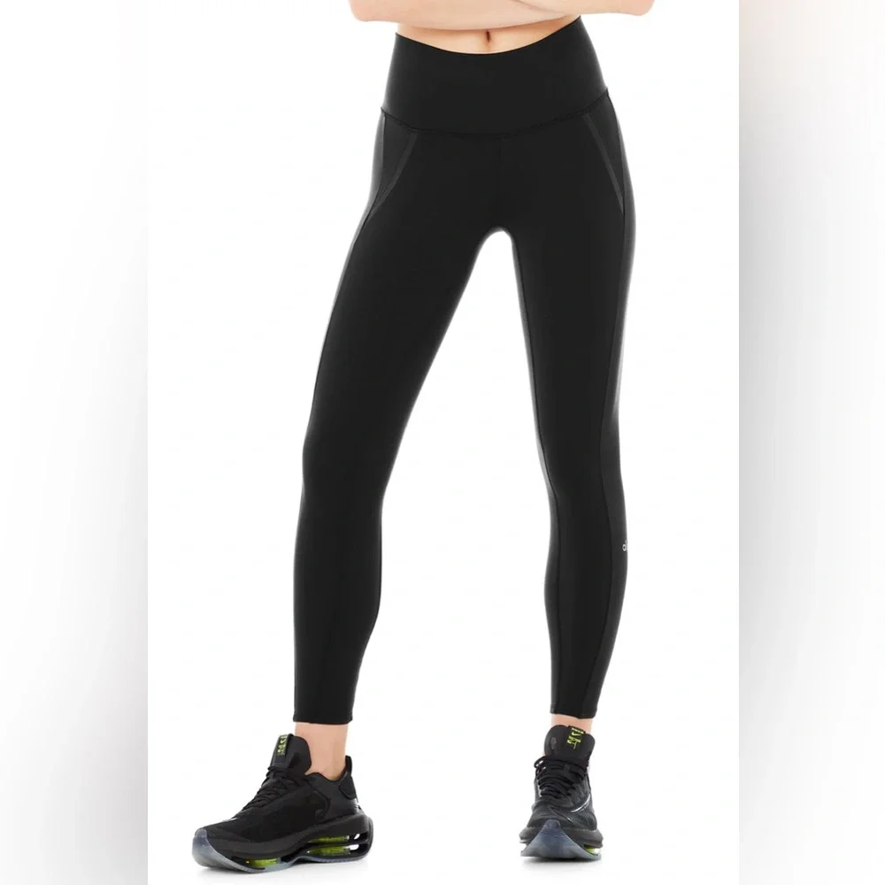 Alo Yoga Airbrush High-Waist 7/8 Motocon Legging - Black Size Small
